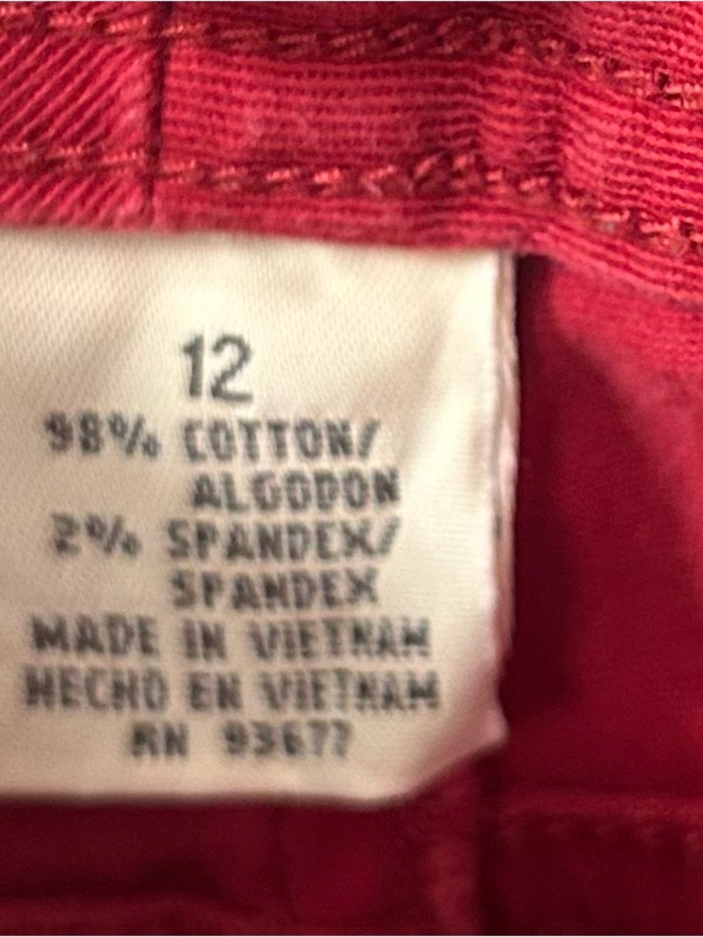 Women’s St John’s Bay Red Straight-Leg Jeans Size 12 - Picture 3 of 4